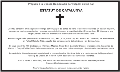 Esquela de l'estatut.